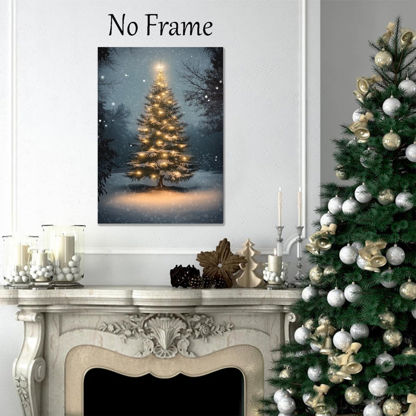 Lauximart Winter Pine Forest Christmas Wall Art Rustic Landscape North Prints Vintage Christmas Wall Art Snowy Landscape Art Scene Winter Aesthetic Poster Rustic Tree Print 16x24inch No Frame