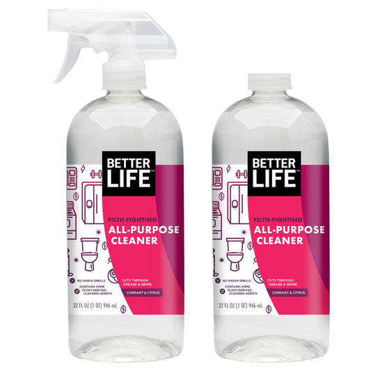Better Life All Purpose Cleaner - Multipurpose Home and Kitchen Cleaning Spray for Glass, Countertops, Appliances, Upholstery & More - Multi-surface Spray Cleaner - 32oz (Pack of 2) Unscented