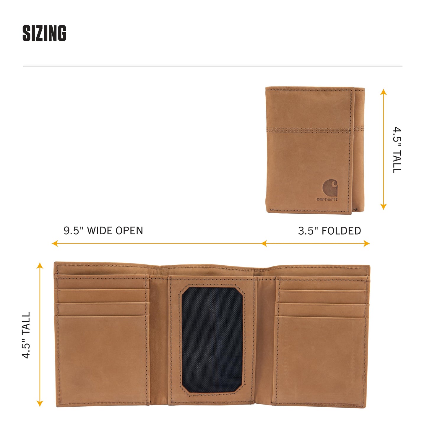 Carhartt Men’s Full Grain Saddle Leather Wallets, RFID Blocking Bifold, Trifold, and Front Pocket Options, Gifts for Men