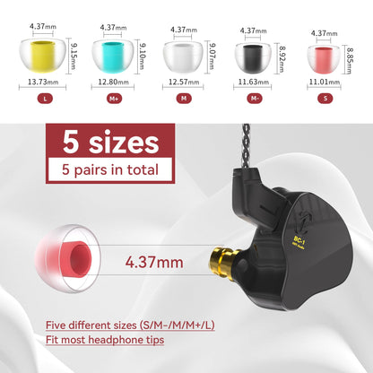 5 Pairs KBEAR 07 Ear Tips, KINBOOFI Silicone IEM Eartips,Larges Earbuds Eartips for KZ ZST ZS10 PRO AS10 ZSN ZSN ZSN PRO X ZSN PRO ZAR ZS10 PRO X Wired Earbuds Headphone (Yellow,L/L/L,5 Paris)