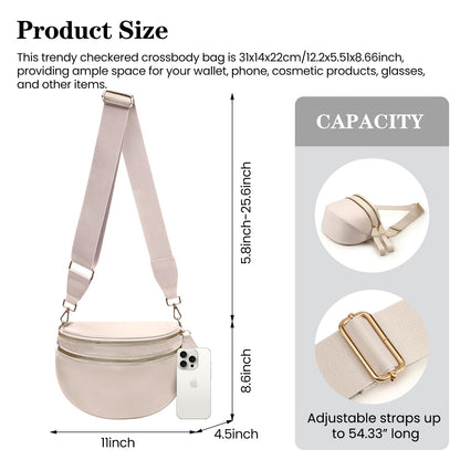 Nylon Crossbody Bags Bum Bag for Women Large Sling Bag Purse with Adjustable Strap（Black）