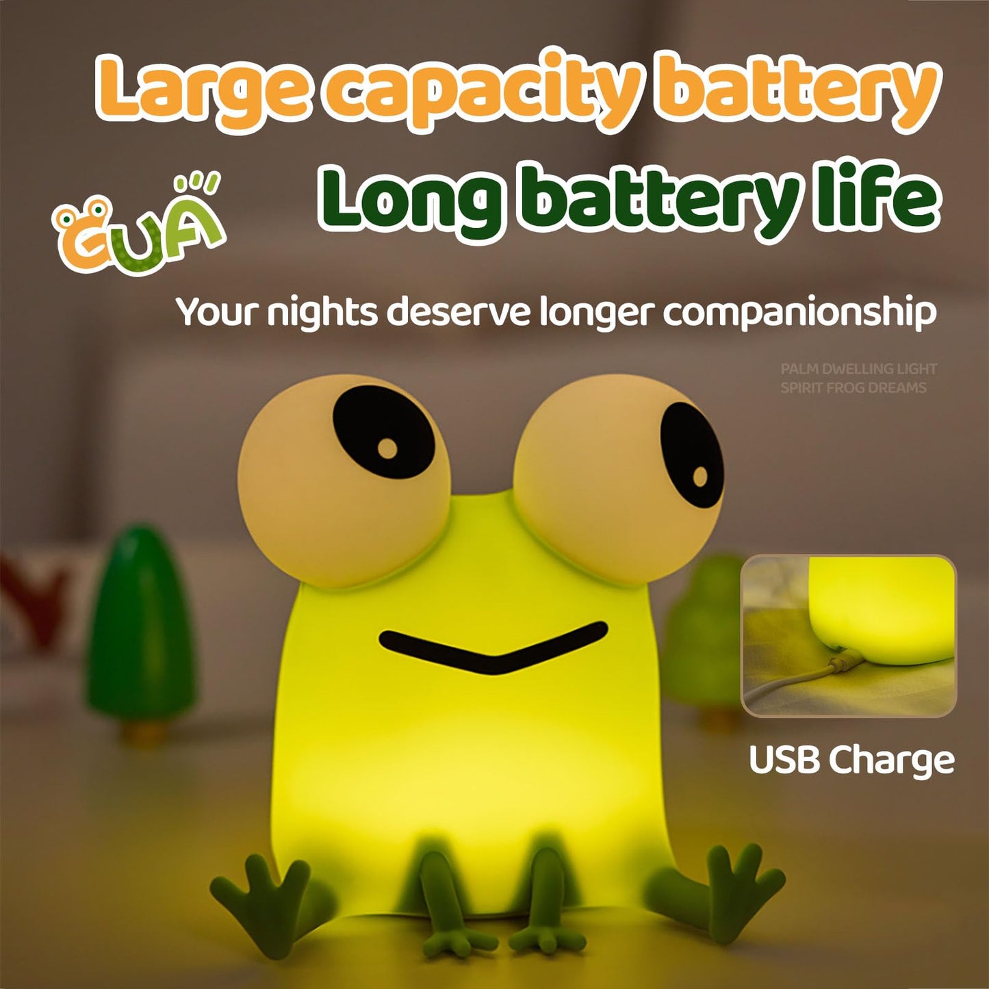 DADYLOBO Frog Night Light for Kids, Cute Silicone Dimmable Nursery Night Light, Rechargeable Bedside Lamp, Portable Creative Gifts for Children, Teens, Girls, Boys Christmas Birthday