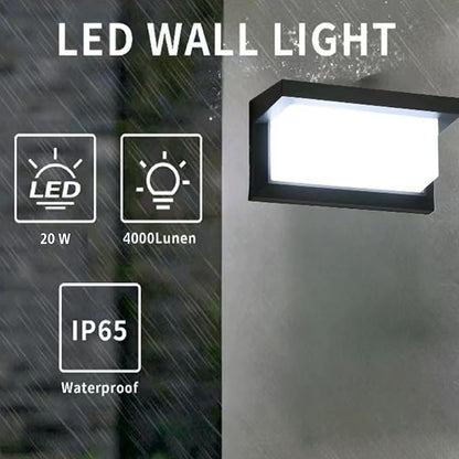 Outdoor Wall Sconce Light 20w Exterior Light Fixtures 2000Lm 6500K LED Porch & Patio Lamps Wall Mount IP65 Waterproof for House Outside Front Door