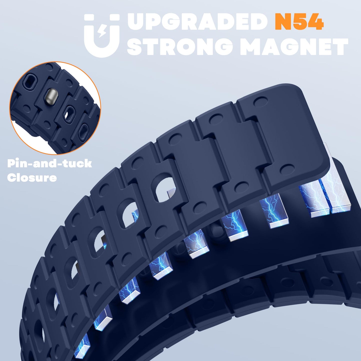 Bandletic Magnetic Bands Compatible with Samsung Galaxy Watch Ultra Band 47mm for Men Women, Waterproof Silicone Sports Strap with Magnet Compatible with Galaxy Watch Ultra Bands, Navy Blue