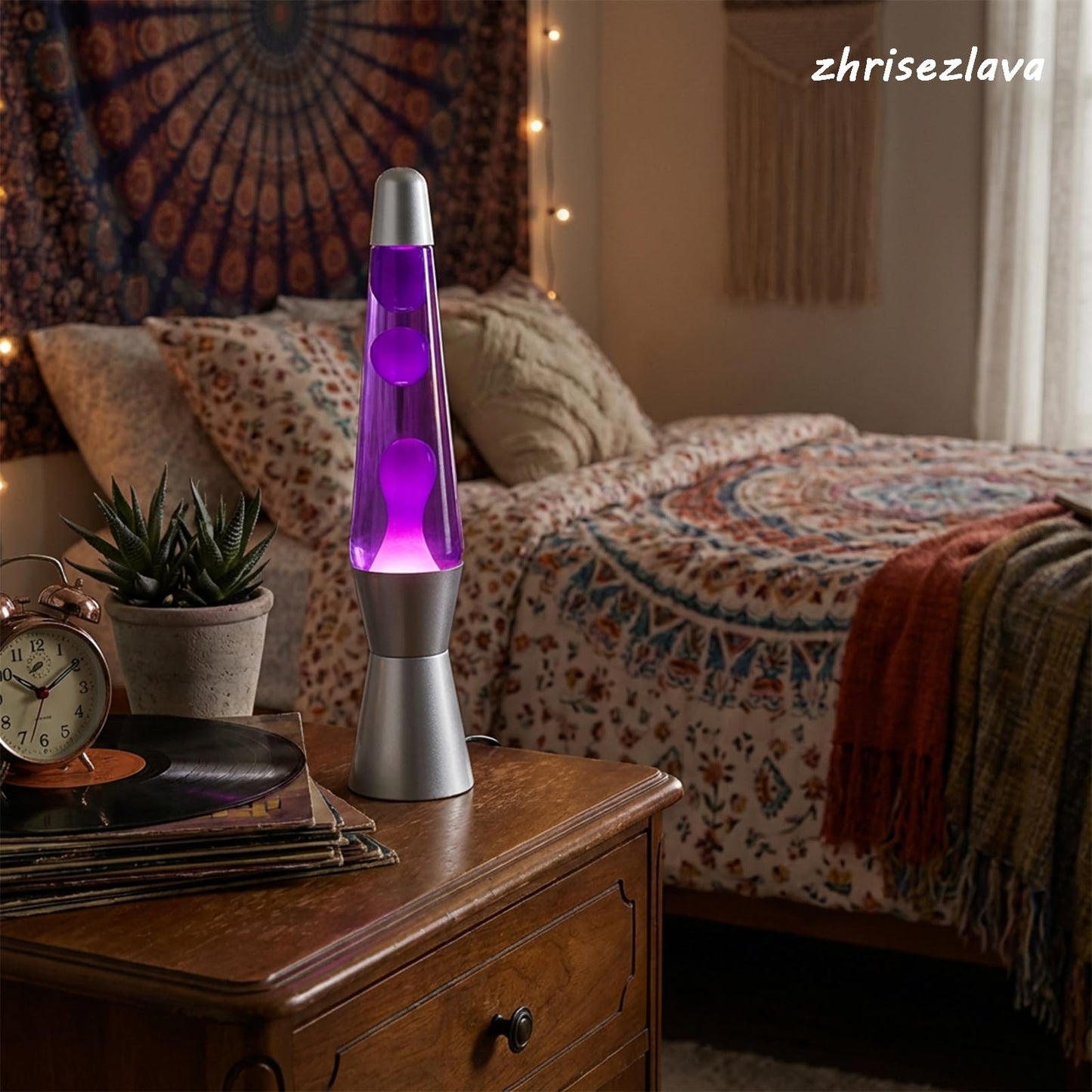 zhrisezlava 16 Inch Liquid Motion Lamps, Purple Wax Purple Liquid, Silver Base Motion Light, Relaxing Night Light, Retro Home Decor for Bedroom Office, Cool Gifts for Adults Kids.(2hao)