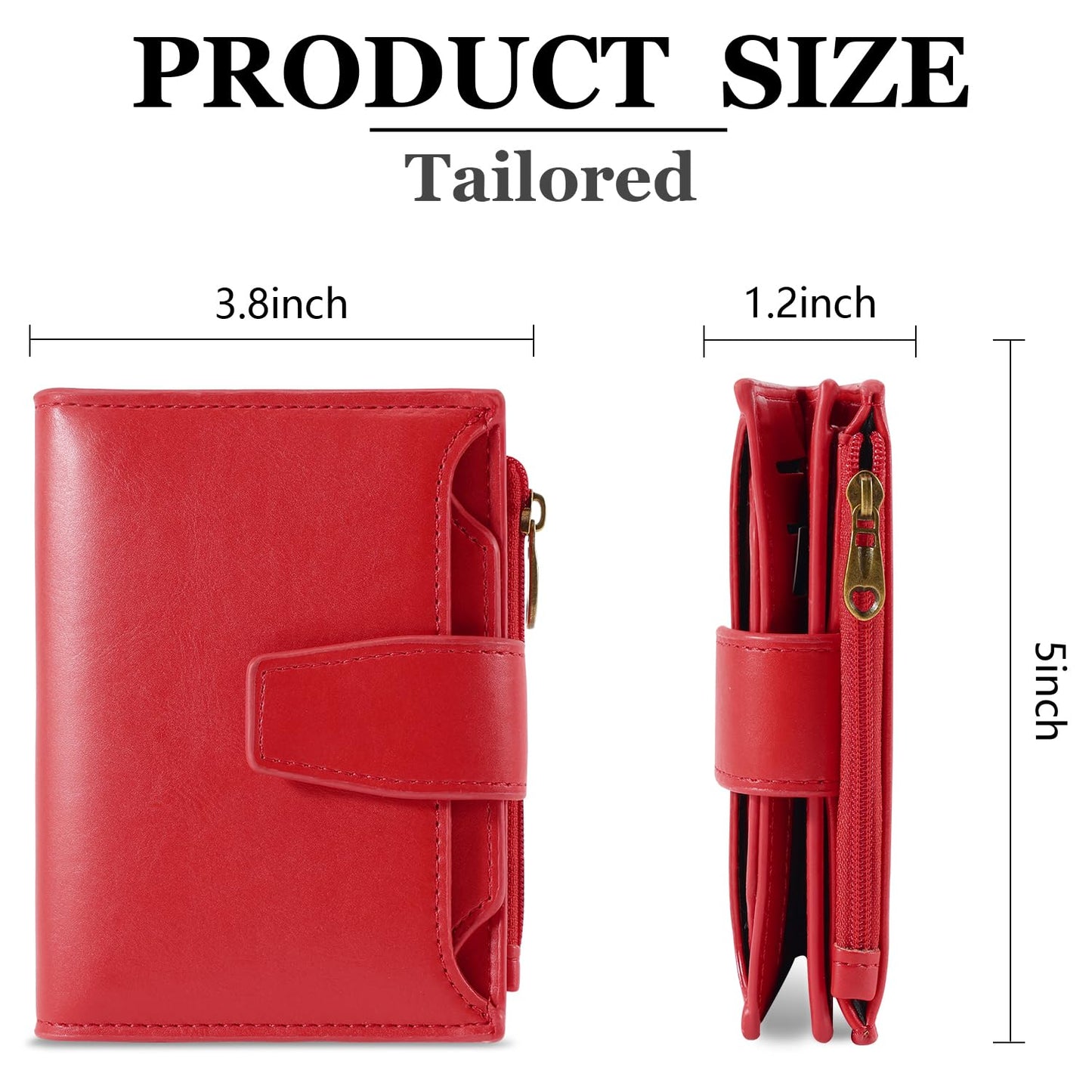Airkit Small Wallet Women RFID Blocking PU Leather Bifold Compact Card Holder Wallet for Women with Zipper Coin Pocket 4 ID Window