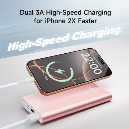 EnergyCell Pilot 4GS Portable Charger 12000mAh Fast Charging Power Bank Dual 3A High-Speed Output Battery Pack Compatible with iPhone 16 15 14 13 12 11 and More (Rose Gold)