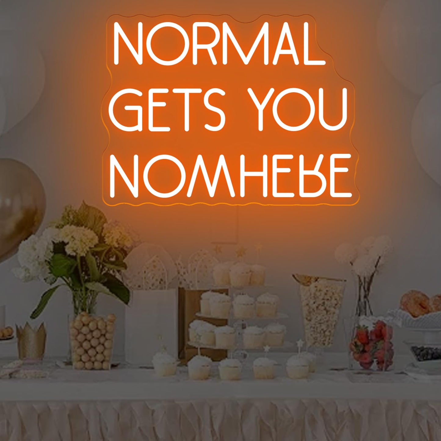 NORMAL GETS YOU NOWHERE Neon Sign, Light Office, Interior Design, Unique Gift, Quote Wall Art Led Light, Affirmation Neon Light for Beauty Salon Home, Party, Gift, Office, Bedroom, Man Cave-Orange-16.5"x12.2"