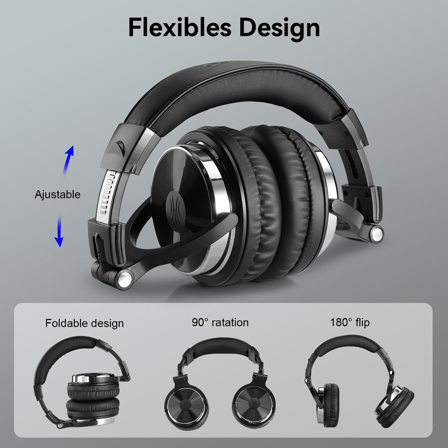 OneOdio Wired Over Ear Headphones Hi-Res Studio Monitor & Mixing DJ Stereo Headsets with 50mm Drivers and 1/4 to 3.5mm Jack for AMP Computer Recording Podcast Keyboard Guitar Laptop - Black