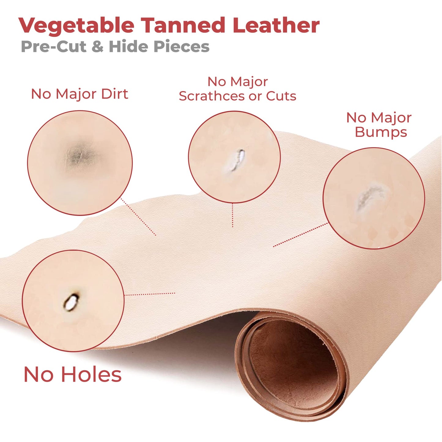 ELW Tooling Leather Vegetable Tanned 6-7 oz. (2.4-2.8mm) Heavy Thickness Weight Size: 12"x24" | Pre-Cut Leather Sheets 6" to 48" Cowhide Sheets Shoulder & Sides in Full Grain Leather for Stamping