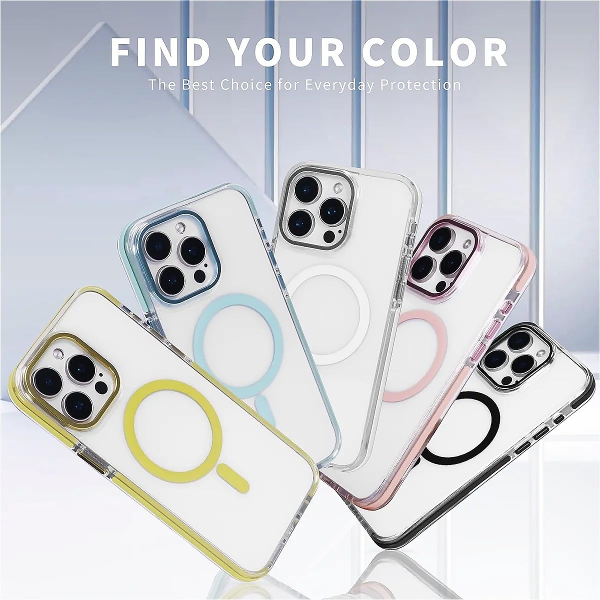 TAMEFOX for iPhone 15 Pro Max Clear Case, Campatible with Magsafe,Blue Red Camellia Soft TPU Slim Magnetic for Women Girl Protective Case for iPhone 15 Pro Max-6.7 Inch (White)