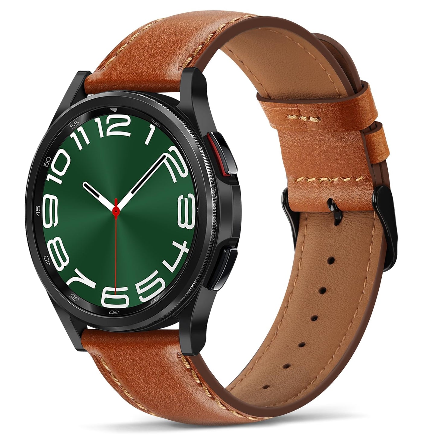 Tasikar Leather Bands Compatible with Samsung Galaxy Watch 47mm 7/6/5/4 Band/Watch 6 Classic 43mm 47mm/Watch 5 Pro Band, Genuine Leather Strap for Galaxy Watch 4 Classic/Watch 3, Classic Brown