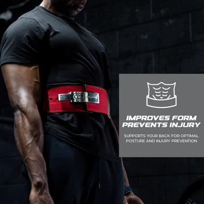 Katamu Red USPA & IPL Approved Lever Belt — Premium 10mm and 13mm Leather Powerlifting Belt for Men and Women, Steel Lever Buckle, 4 Inch Back Support for Deadlifts