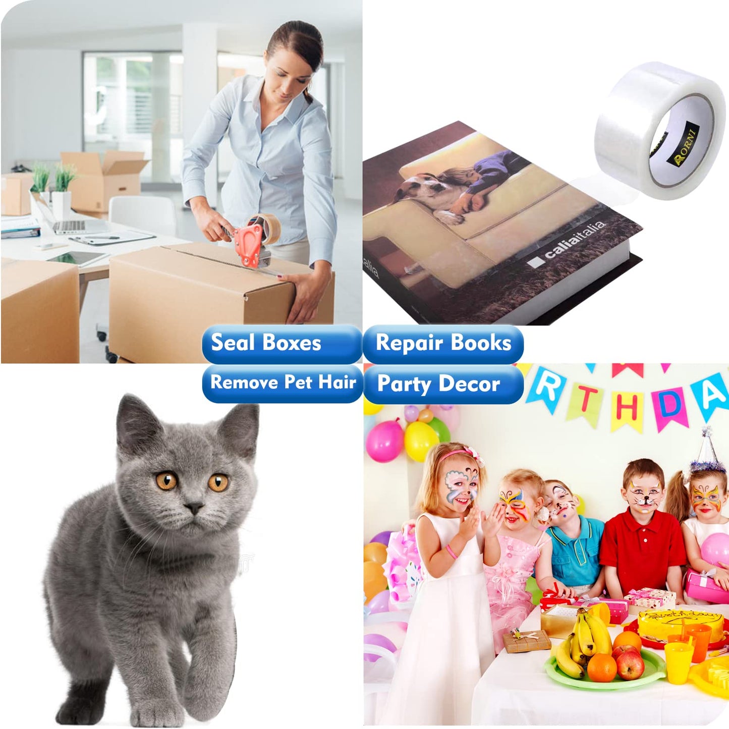 APORNI Clear Packing Tape Heavy Duty Refill Rolls Sealing Great for Packing Box Shipping and Moving Supplies Packaging 36 Rolls 1.88" x 65 Yards 3" Core 2.7 Mil Thick Adhesive