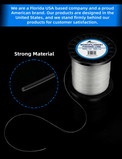 BLUEWING Monofilament Fishing Line Dia. 0.9mm 100 lbs 500 Yards Invisible Thin Diameter Mono Fish Wire String, Clear