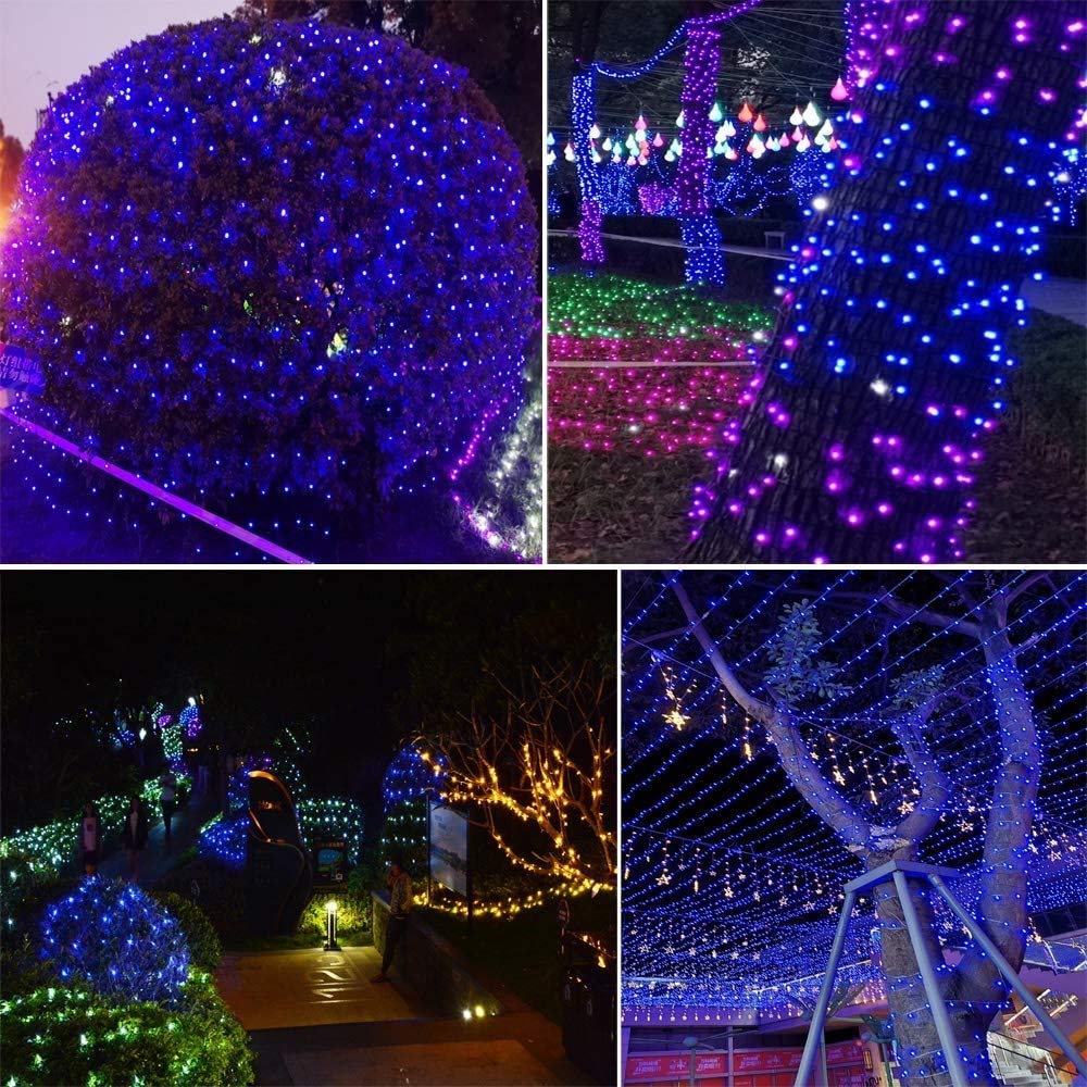 woohaha Solar String Lights, 2PACK 33ft 100 LED Blue Copper Wire Lights, Waterproof Fairy Decoration Starry String Lights - 8 Modes, Indoor/Outdoor for Gardens, Patios, Homes, Parties(Blue,2PCS)