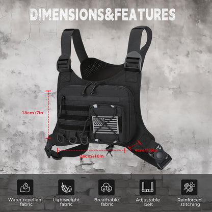 koculemi Outdoor Sports Chest Bag for Men, Chest Vest Holster Fits Most Pistols, Adjustable EDC Travel Chest Pack for Running, Hiking, Workouts (Camo)