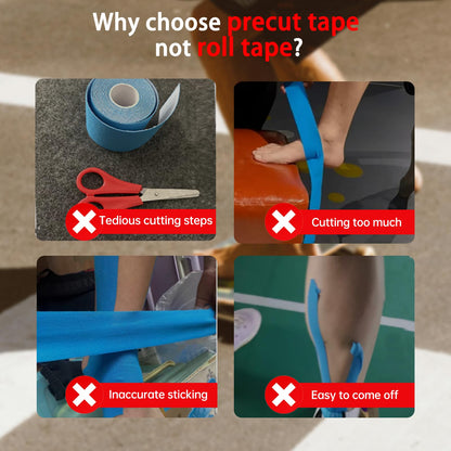 IEADEN Precut Kinesiology Tape for Ankle, 20 Pcs - Ankle Support & Stability, Ankle Pain Relief - Waterproof & Elastic, Breathable Hypoallergenic Latex-Free Tape, Blue