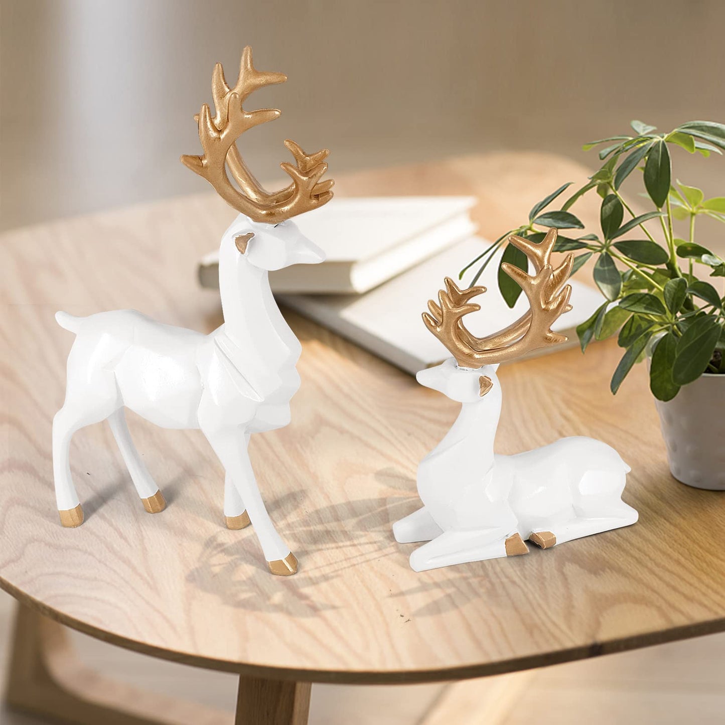 MicoSim Reindeer Ornaments Statue,Reindeer Christmas Decoration,Deer Gifts for Women, Mom Gifts,Deer Decorations Applicable Home, Office,Bookshelf TV Stand, Shelf, Living Room(Origami Big, White)