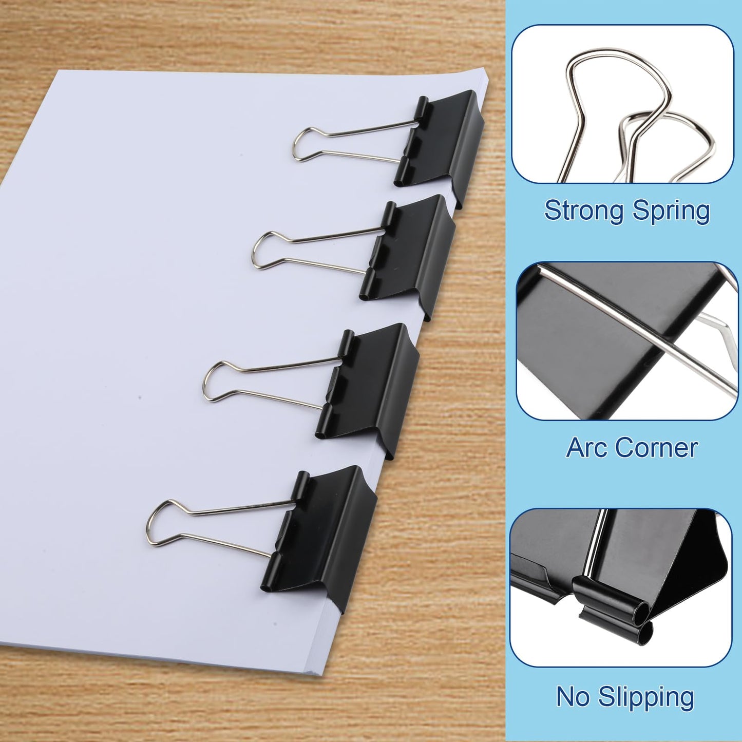 Ufmarine 72 Pcs Large Binder Clips 1.6 inch Length, Big Paper Clips for Office