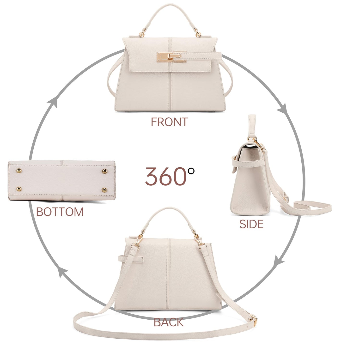 Goinsound Satchel Purses for Women Top Handle Purse for Travel - Beige