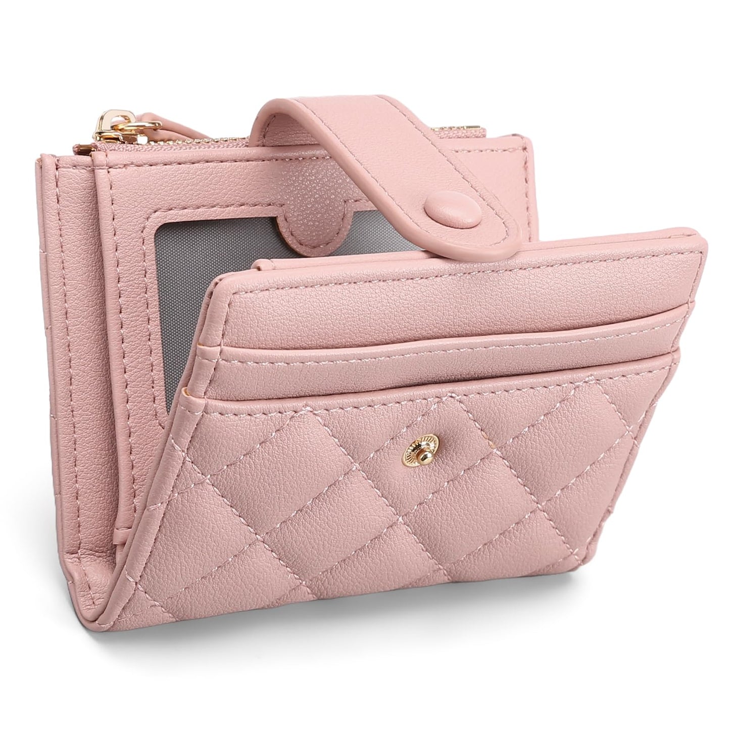 GAEKEAO Small Wallet for Women Slim Bifold Leather RFID Blocking Credit Card Holder Wallets Zipper Pocket Coin Purse with ID Window