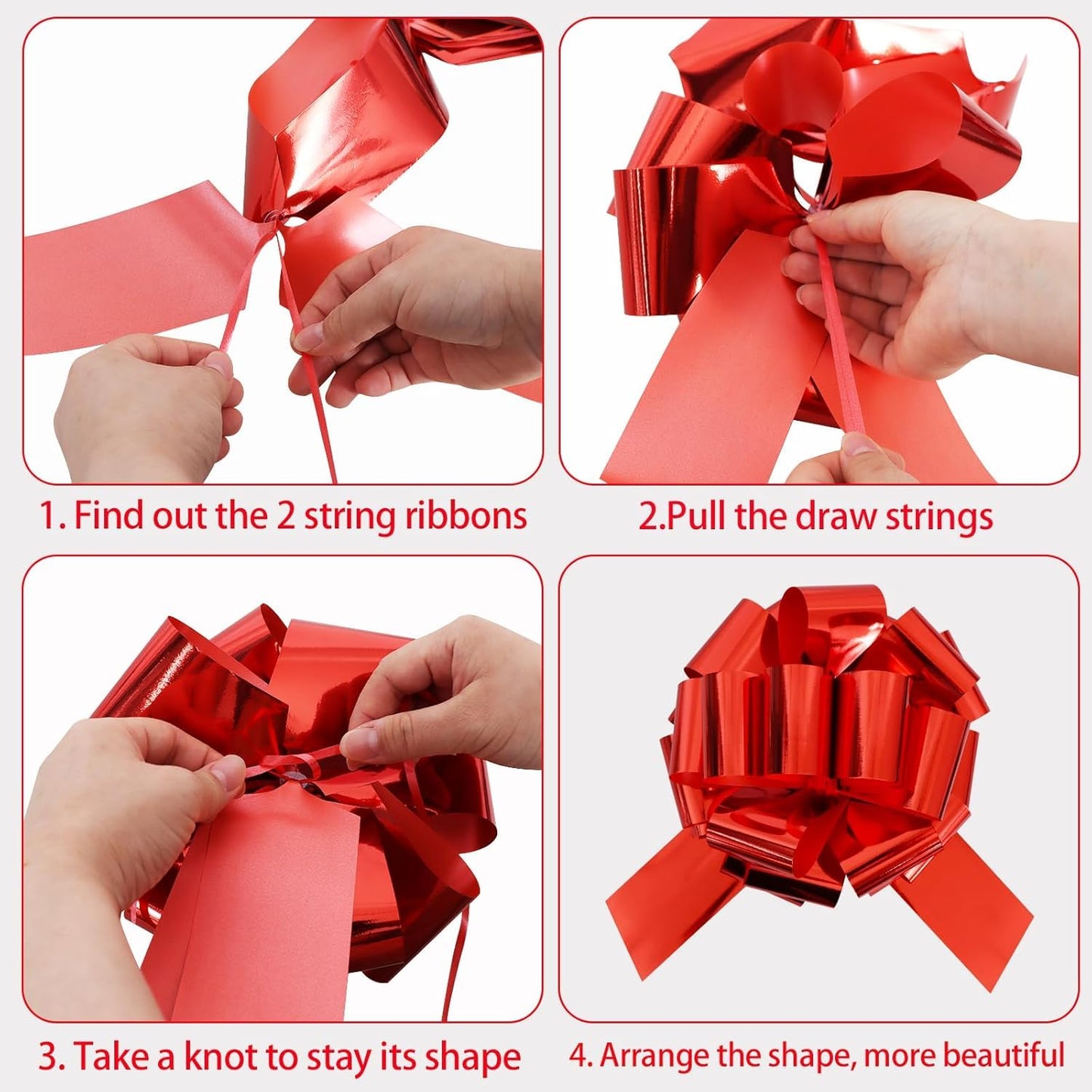 TONIFUL 12 Inch Red Large Pull Bow Giant Big Valentine Bow for Gift Wrapping, Car, Bikes, Big Toys, Applicants, Front Door Decor, Large Gift Wrap, Christmas Tree & Outdoor Decoration