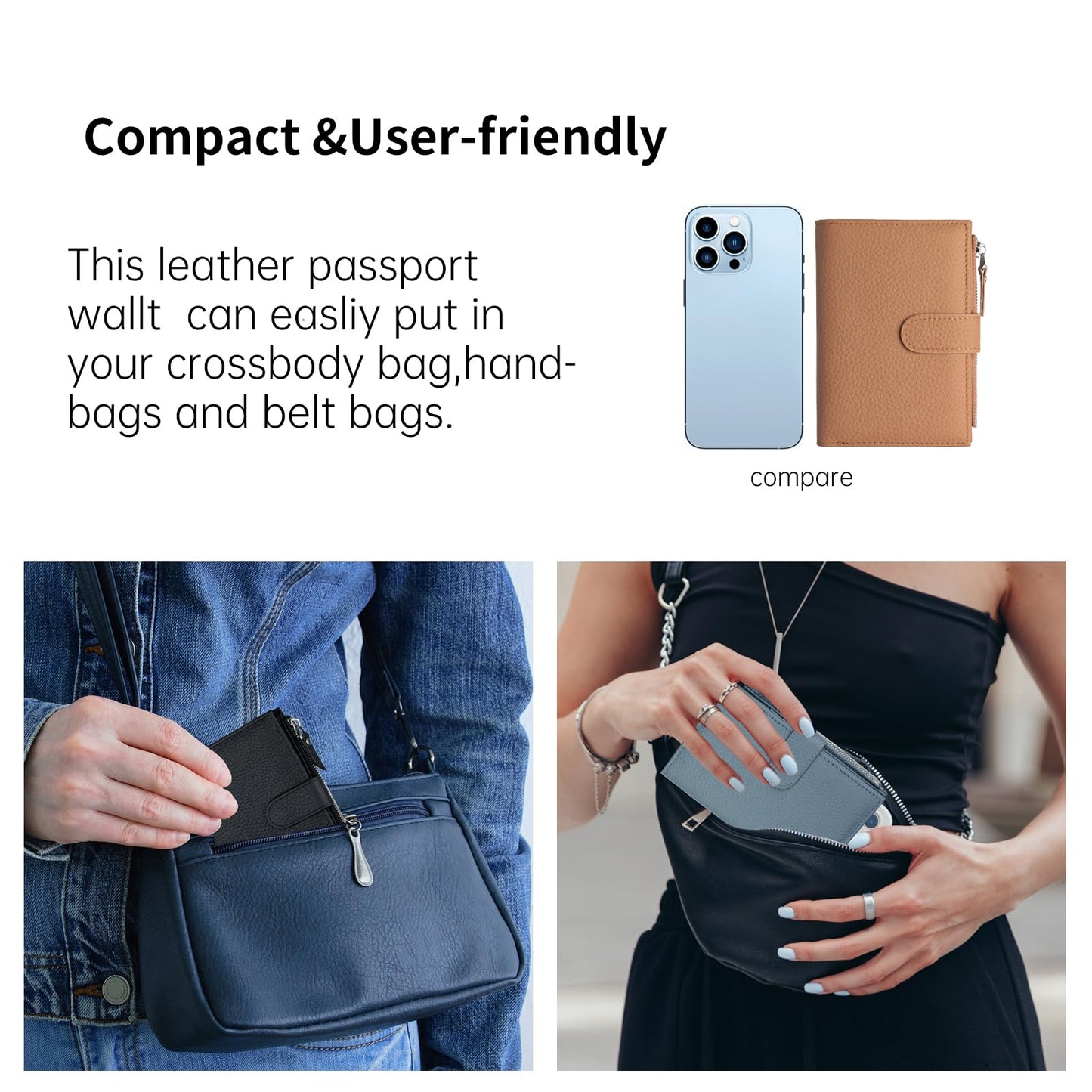 ilovever Passport wallet and Card Slot Combo RFID Blocking Slim Leather Travel Passport Wallet for Men and Women with Zippered Coins Pocket Passport holder, Brown