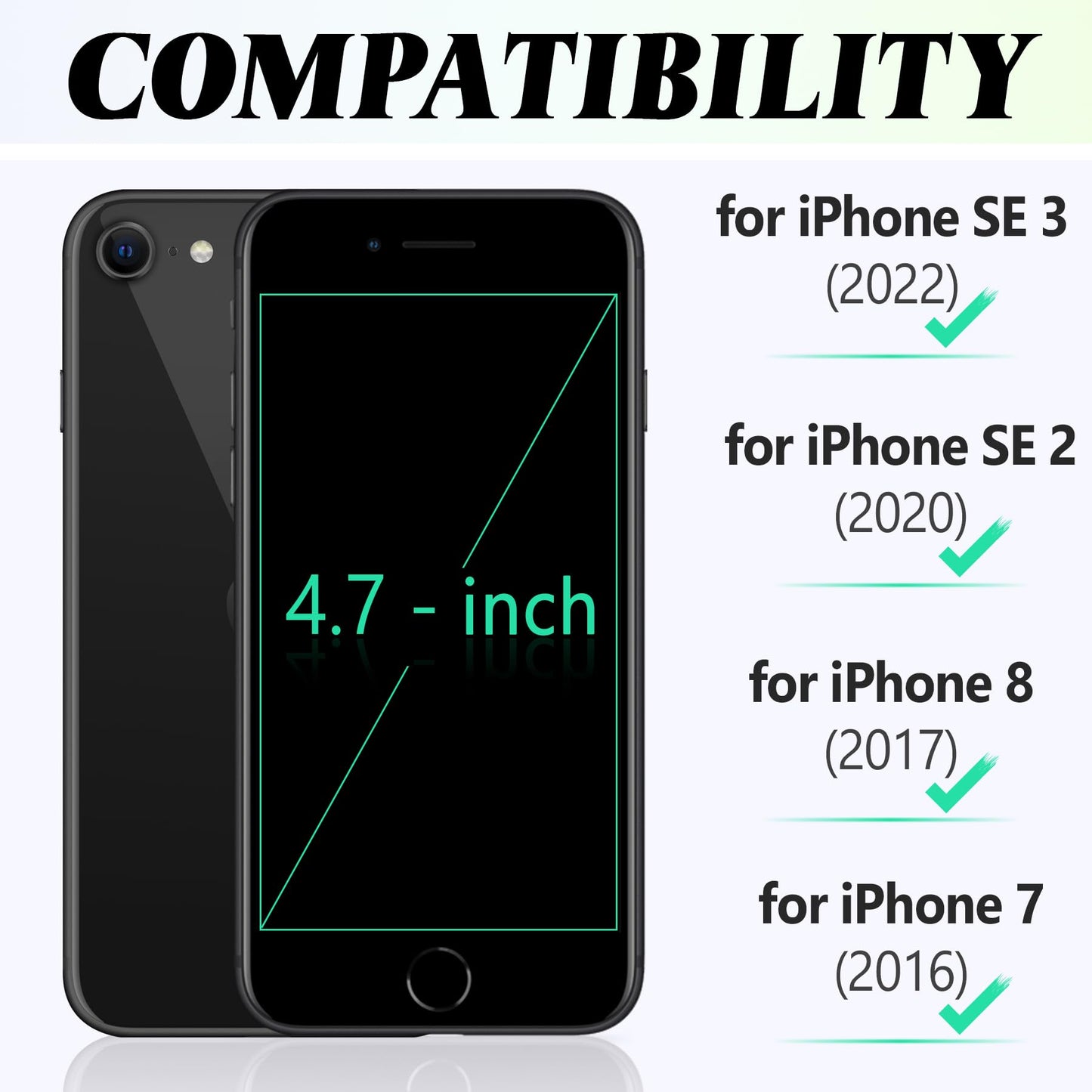 TUCCH Case Wallet for iPhone SE 2022/ iPhone 7/8/iPhone SE 2020, PU Leather 3 Card Slots Stand Magnetic Flip Folio Cover TPU Shockproof Inner Shell, Black