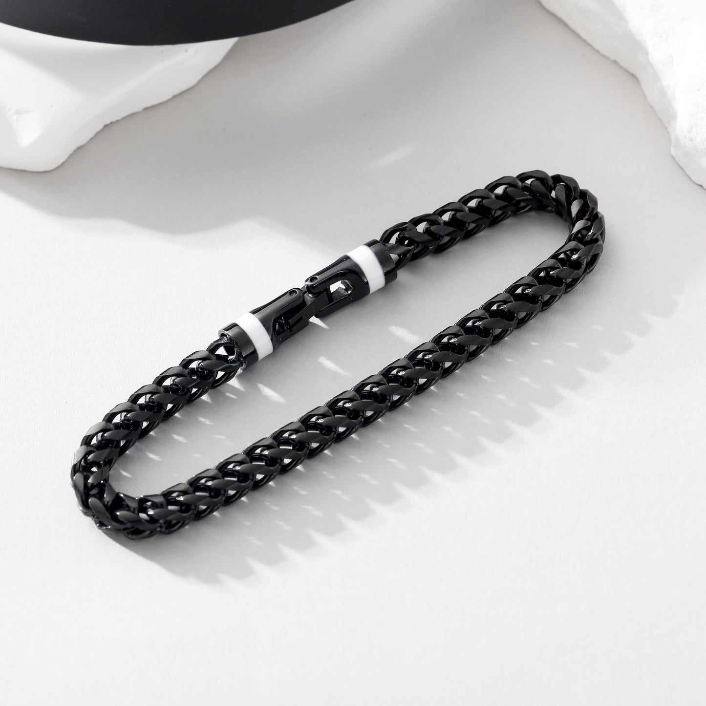 GTMJ 316L Stainless Steel Black Franco Chain Bracelet for men 7.5 Inches