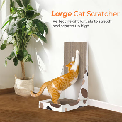 ComSaf Cat Scratcher L Shape, 25" Cat Scratching Post for Indoor Cats Adults with Cat Scratch Box and Cat Sratching Board, Vertical Wall Cat Scratch Pad Bed
