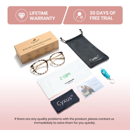 Cyxus Blue Light Glasses for Woman, Fashion Computer Glasses on Office Reduce Eye Strain Anti Migraine for Working Reading