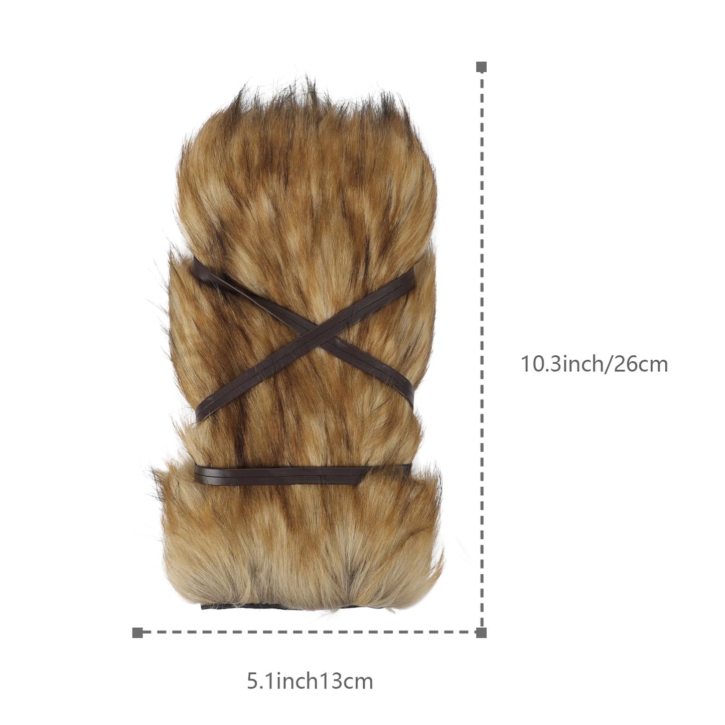 PURFUN Fuzzy Faux Fur Arm Warmers with Leather Band, Men Women Halloween Cosplay Medieval Renaissance Costume Arm Cover Wrap Wrist Cuffs Furry Night Out Club Christmas Party Hand Arm Warmer Band