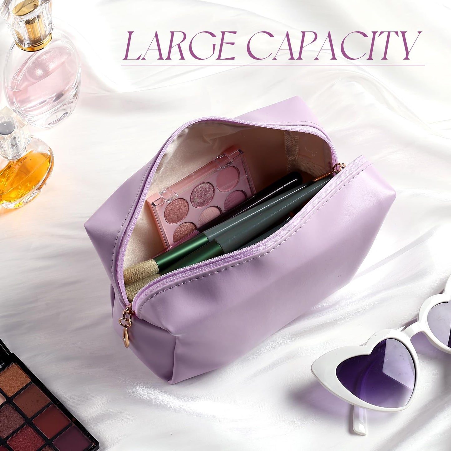 Kigeli 12 Pcs PU Leather Makeup Bag Bulk Small Macaron Preppy Cosmetic Pouch with Zipper Wedding Bridesmaid Gift Waterproof Mini Toiletry Bag for Purse, Aesthetic Travel Organizer for Girls Women