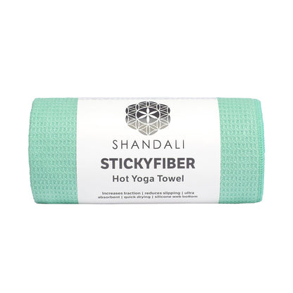 Shandali Hot Yoga Towel Stickyfiber Yoga Towel - Mat-Sized, Microfiber, Silicone Backed, Super Absorbent, Anti-Slip, 24" x 72" - Bikram Yoga - Exercise, Fitness, Pilates - Jade Green