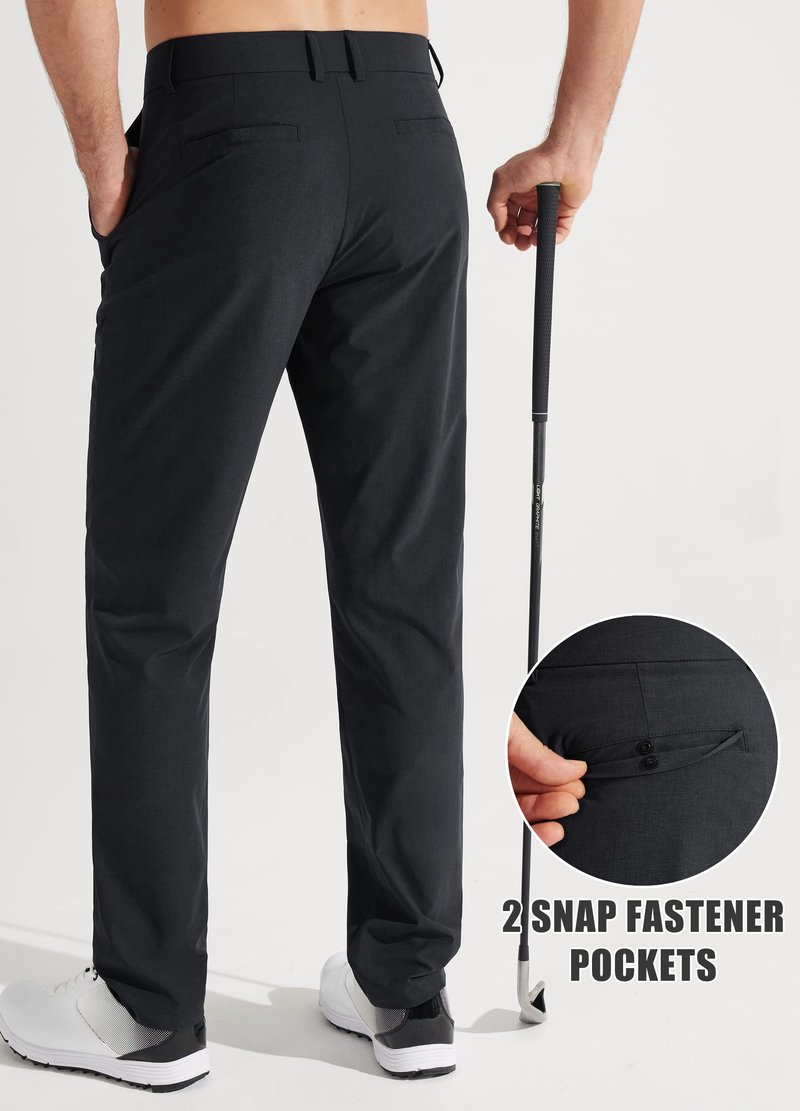 Libin Men's Dress Pants Comfy Lightweight Golf Pants 34" Stretch Business Casual Outfits with Pockets for Work Office Travel Vacation, Black, 36W x 34L