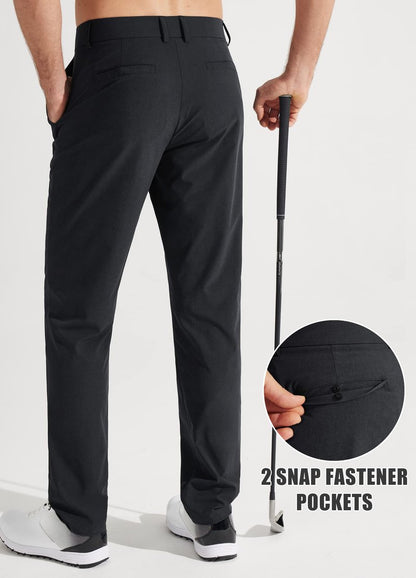 Libin Men's Dress Pants Comfy Lightweight Golf Pants 34" Stretch Business Casual Outfits with Pockets for Work Office Travel Vacation, Black, 36W x 34L