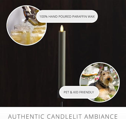 Luminara - Flameless Battery Operated Taper Candle - Stone Grey - Pack of 1-1x9.5 - LED Flickering Flame - Realistic Safe for Home Kids and Pets