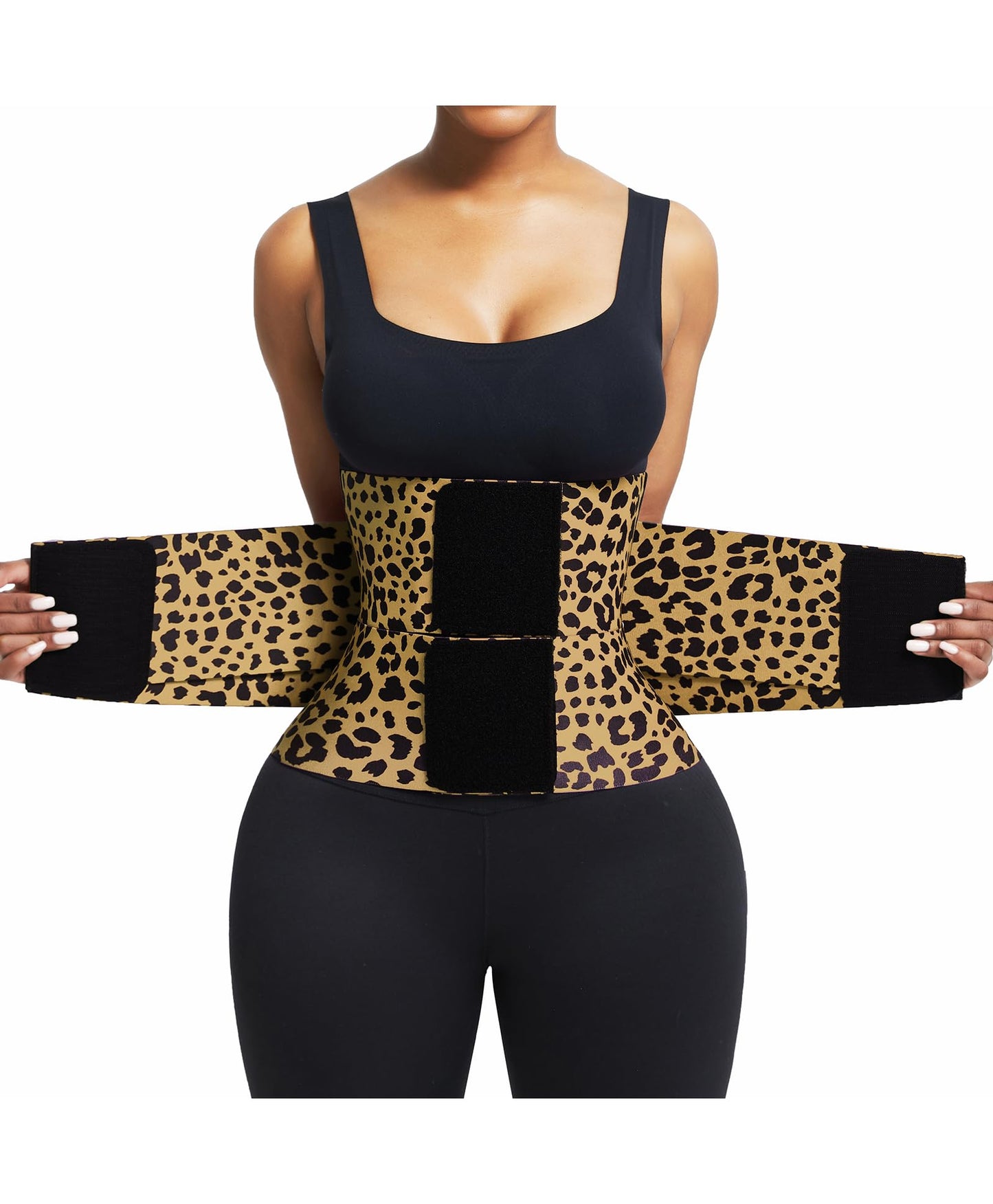 FeelinGirl Workout Waist Trainer Belt for Women Corset Waist Trimmer Belly Band Body Shaper Sports Girdles Leopard M