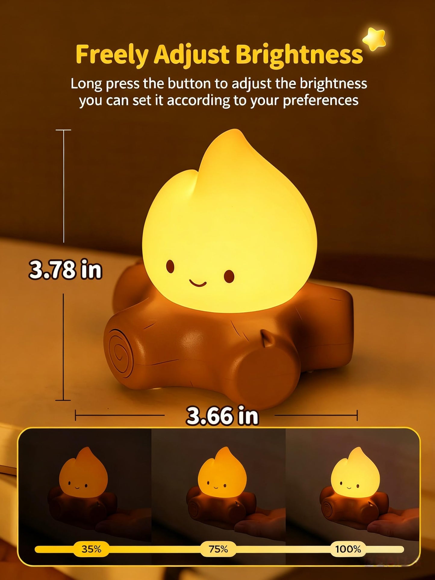 Tarinks Campfire Night Light, Portable Flame Lamp with White Noise, Cute Silicone Flameless Candle Lights,Suitable for Kids lamp Bedroom, Indoor/Outdoor and Home Decoration