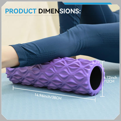Zmarthumb Foam Roller - 15 inch Deep Tissue Massager for Muscle Massage, Myofascial Trigger Point Release, Exercise, Yoga, Pilates & Stretching(Purple)