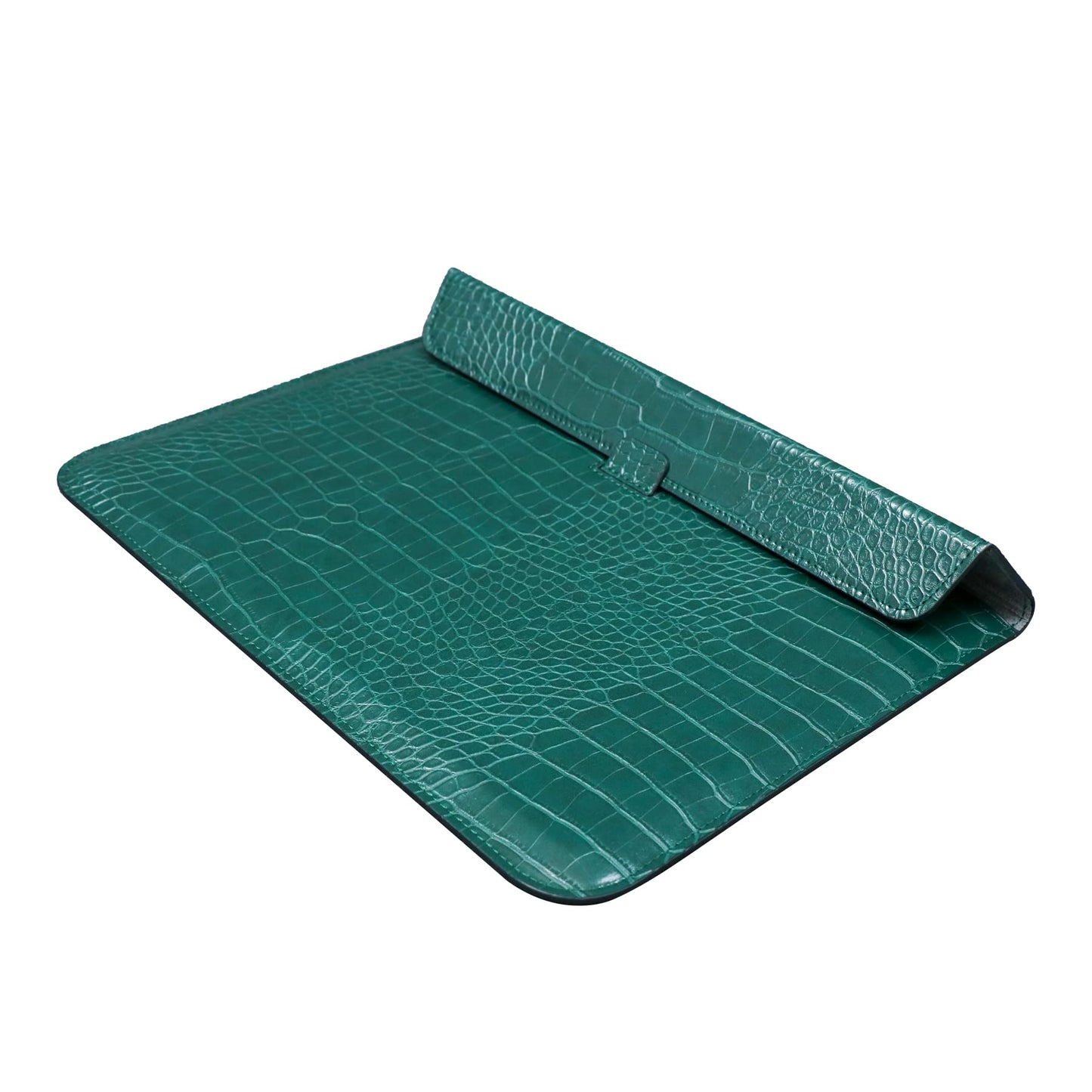 Lunivop Laptop Envelope Pouch for MacBook 13-14-inch (M1/M2) 2016-2022 MacBook Neo 13" Pro 14" Air 13 inch (M2/M3/M4/M5) 2022-2026 Crocodile Grain PU Leather with Stand Laptop Sleeve Case (Green)