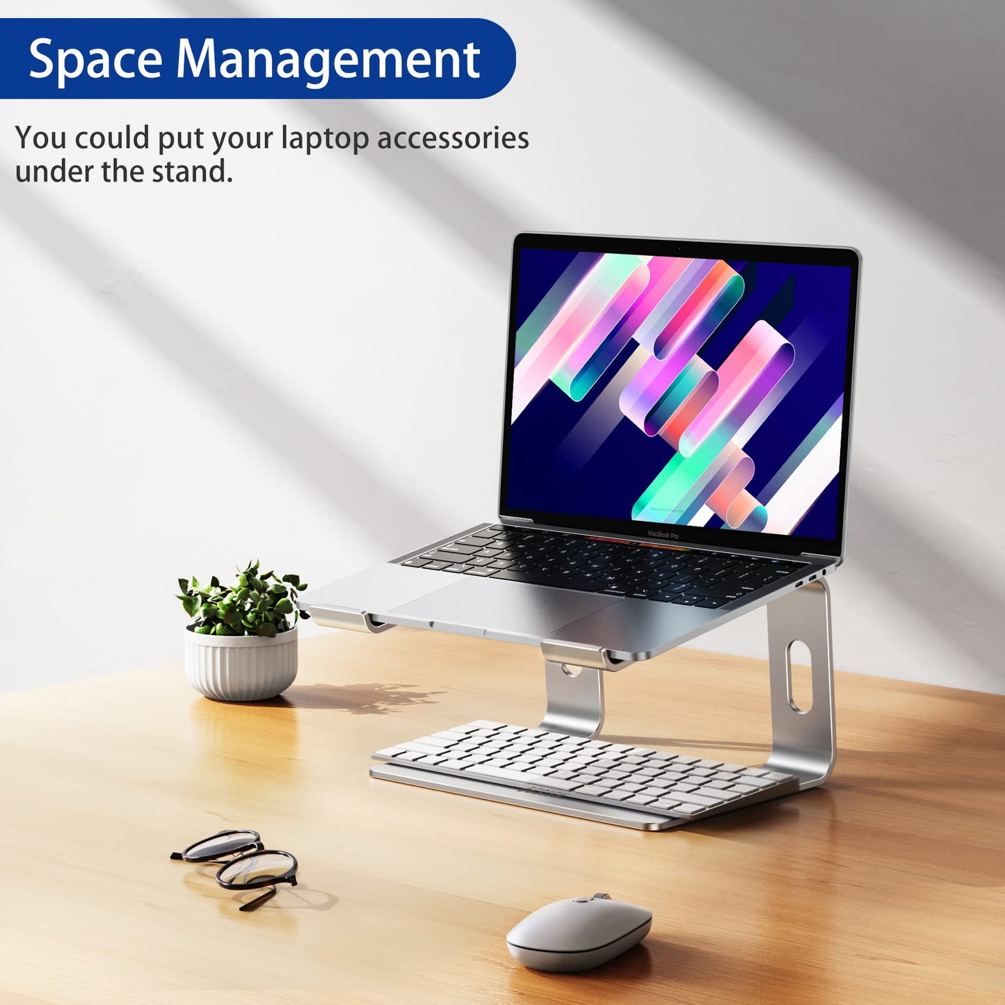 BESIGN LS03 Aluminum Laptop Stand, Ergonomic Detachable Computer Stand, Notebook Riser, Laptop Mount Compatible with Air, Pro, Dell, HP, Lenovo More 10-15.6" Laptops, Silver
