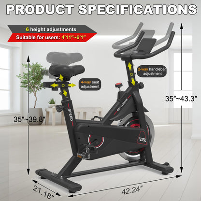 Exercise Bikes Stationary,Exercise Bike for Home Indoor Cycling Bike for Home Cardio Gym,Workout Bike with Mount & LCD Monitor,Silent Belt Drive