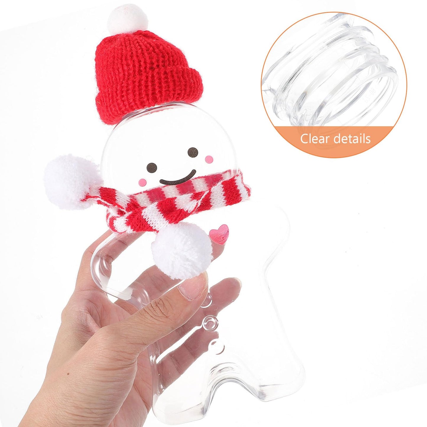 ARTIBETTER Gingerbread Plastic Juice Bottles, Empty Christmas Milk Beverage Bottle Gingerbread Man Cookies Jar Drink Containers Water Bottles Xmas Clear Candy Jar 3 Sets