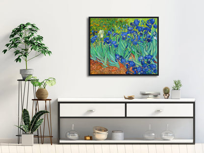 Wieco Art Irises Modern Stretched and Framed Floral Giclee Canvas Print By Van Gogh Famous Flowers Oil Paintings Reproduction Artwork Pictures on Canvas Wall Art for Bedroom Home Decorations