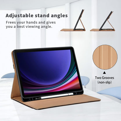 Case for Samsung Galaxy Tab S10 Lite/ S10 FE/ S9 FE 10.9 Inch/ S9 11 Inch, PU Leather Folio Case with S Pen Holder and Pocket, Auto Wake/Sleep Smart Tablet Cover, Black