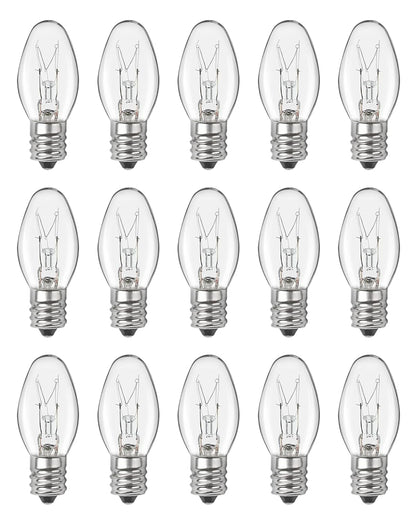 Night Light Bulb Warm White Replacement Bulbs - E12 Light Bulbs - 7Watt Incandescent Light Bulbs - 15 Packs, Warm White Glow - Dimmable (Night Light Bulbs 7 Watt)