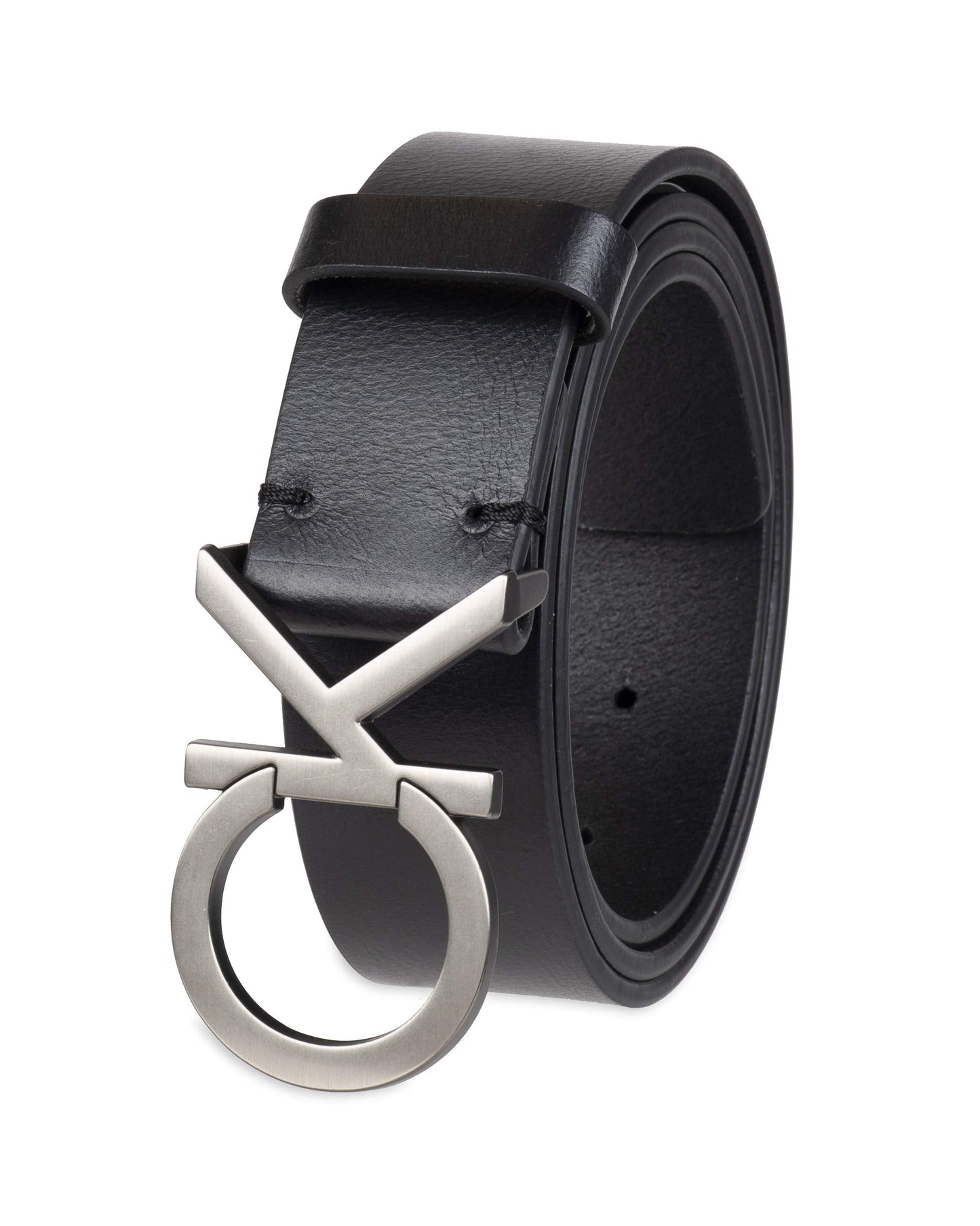 Calvin Klein Men's CK Plaque Buckle Jean Belt, Black, 3X