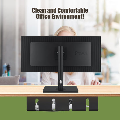 Desktop Metal Cable Management Tray 40x10x11cm - Multipurpose, Movable, No-Assembly Organizer - Modern Minimalist for Office Desks (Black)